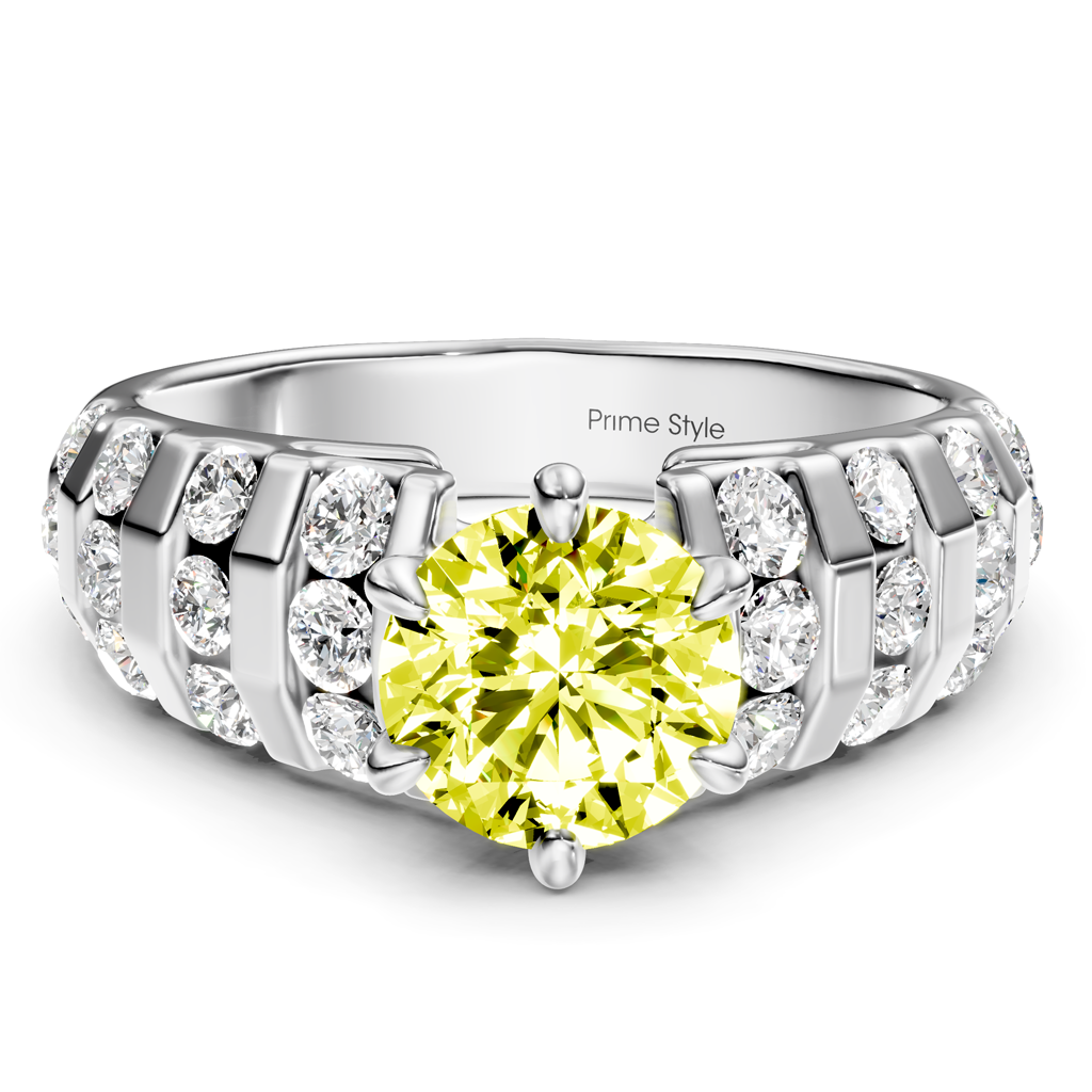 1.75-4.75 CT Round Cut Fancy Yellow Diamonds - Engagement Ring