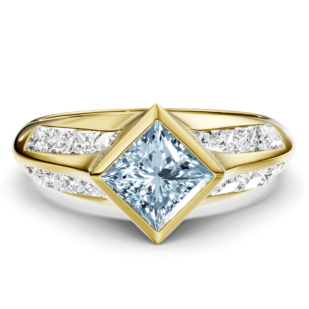 2.00-5.00 CT Princess Cut Fancy Blue Diamonds - Engagement Ring