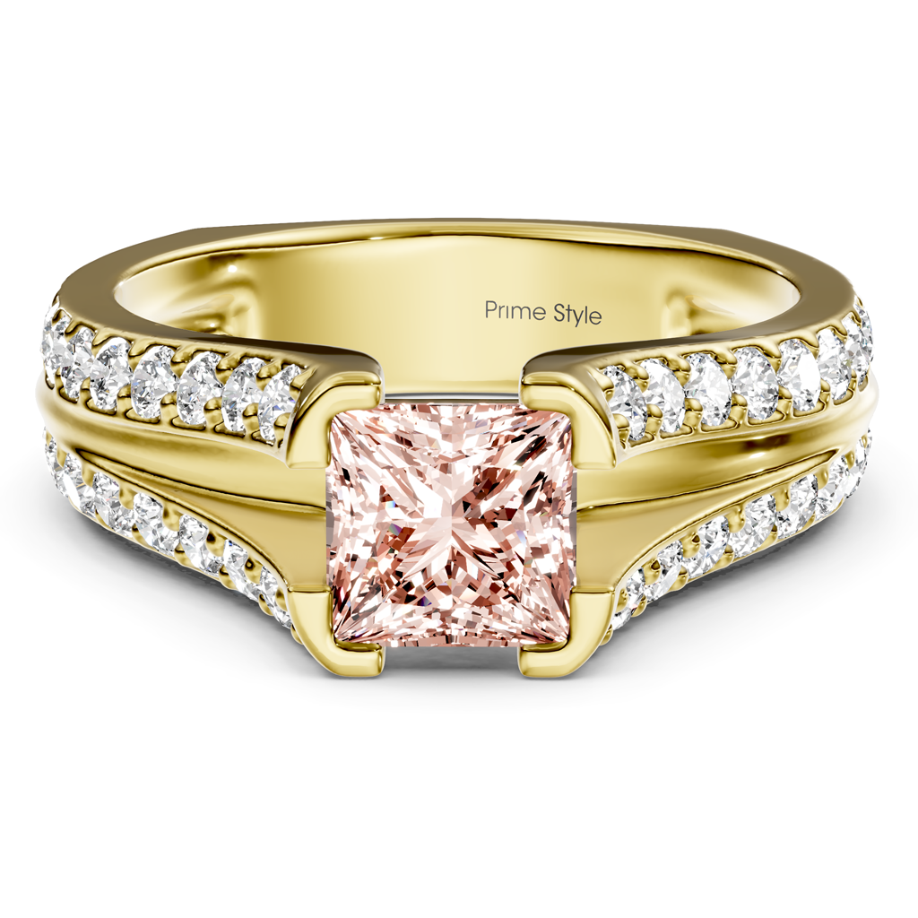 2.00-5.00 CT Princess & Round Cut Fancy Pink Diamonds - Engagement Ring