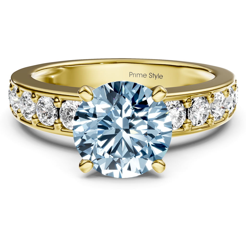 1.80-4.80 CT Princess & Round Cut Fancy Blue Diamonds - Engagement Ring