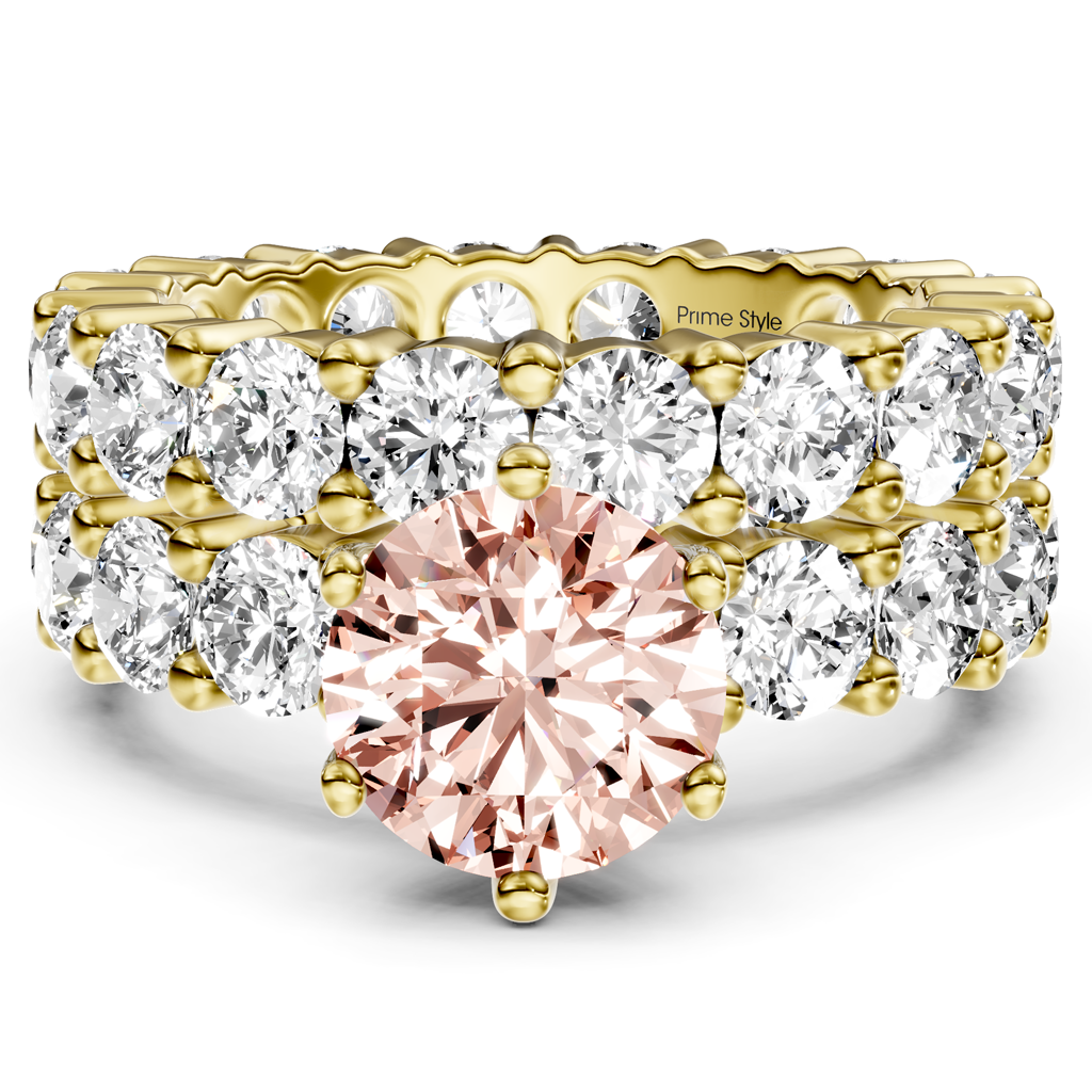 6.30-9.30 CT Round Cut Fancy Pink Diamonds - Bridal Set