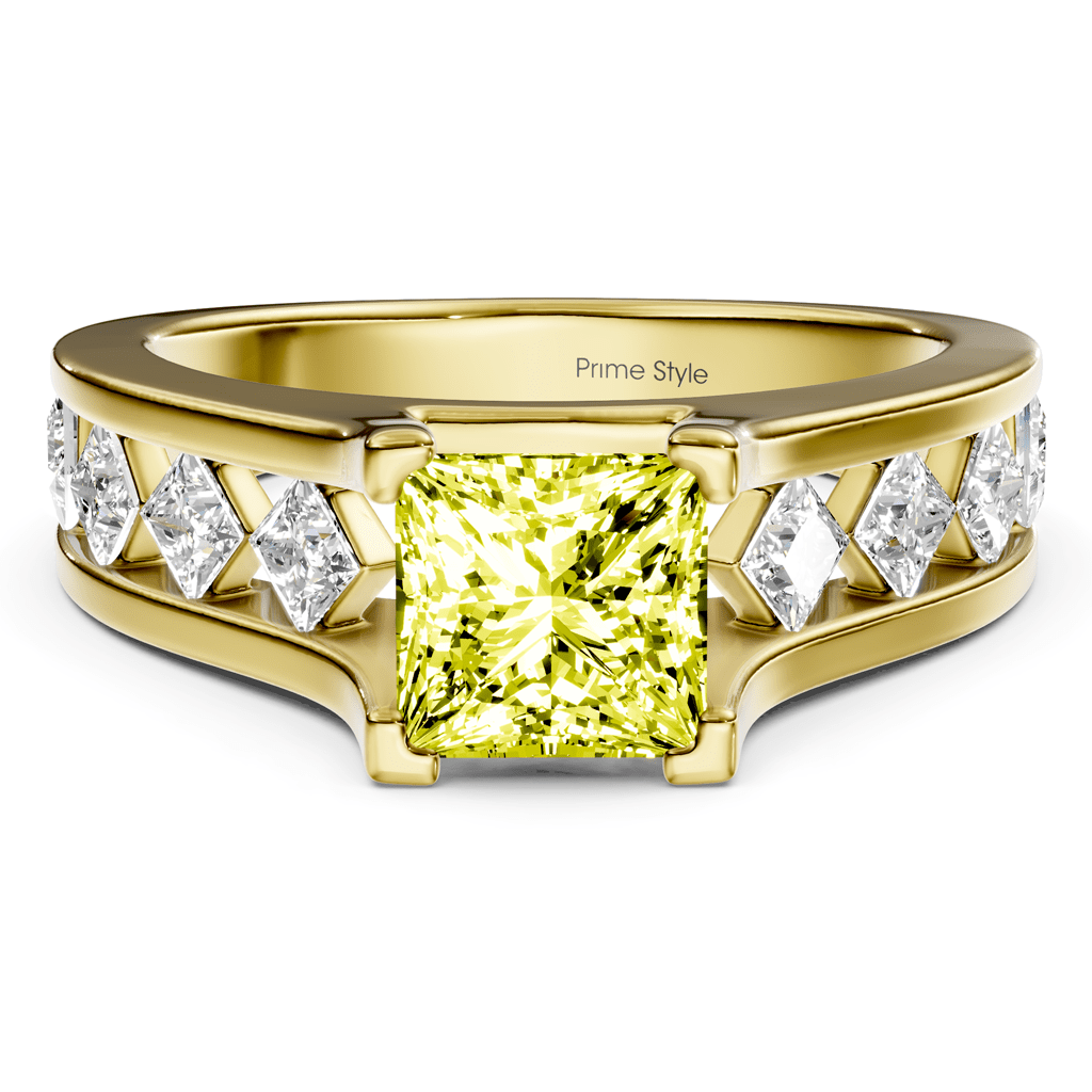 1.80-4.80 CT Princess Cut Fancy Yellow Diamonds - Engagement Ring