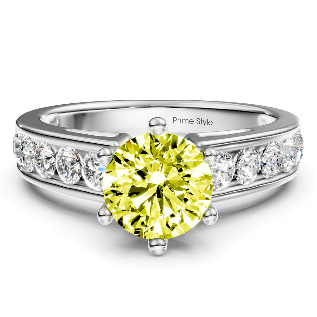 1.65-4.65 CT Round Cut Fancy Yellow Diamonds - Engagement Ring