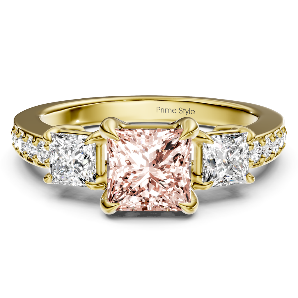 1.85-4.85 CT Princess & Round Cut Fancy Pink Diamonds - Engagement Ring