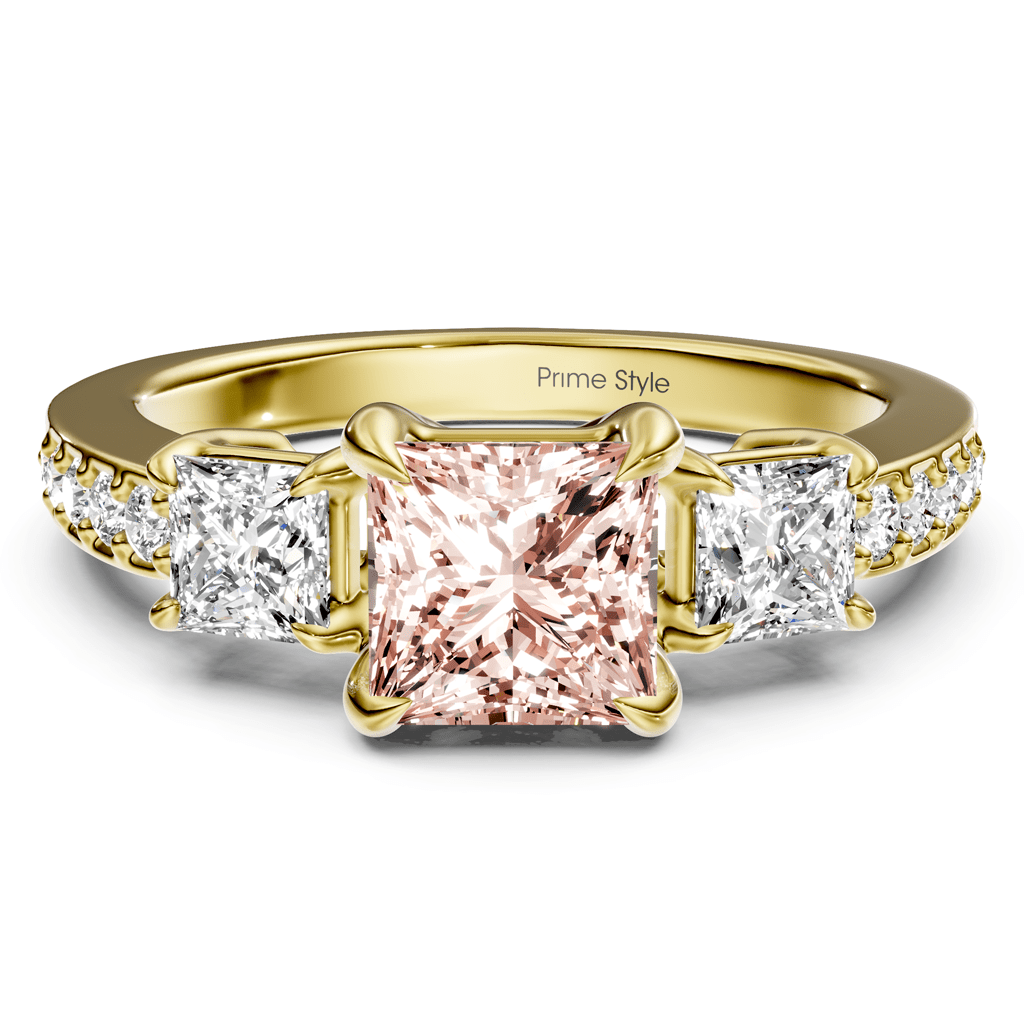 1.85 - 4.85 CT Princess & Round Cut Fancy Pink Diamonds - Engagement Ring - Primestyle.com