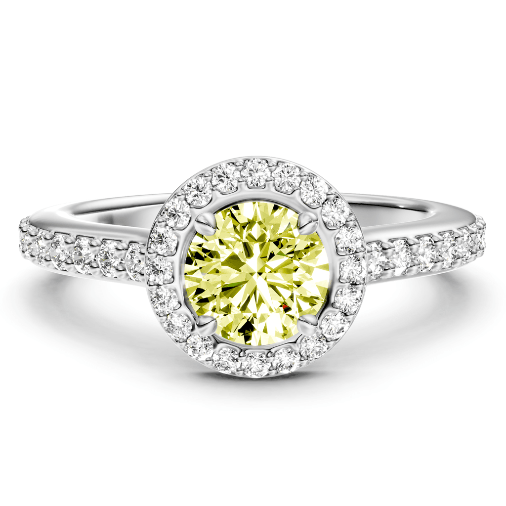 1.40 - 4.40 CT Round Cut Fancy Yellow Diamonds - Engagement Ring - Primestyle.com