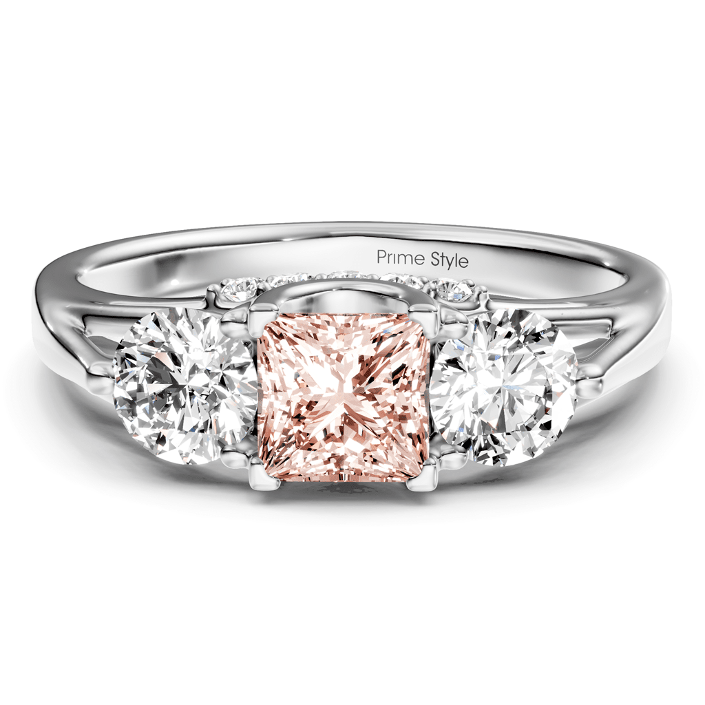 1.55 - 4.55 CT Princess & Round Cut Fancy Pink Diamonds - Engagement Ring - Primestyle.com