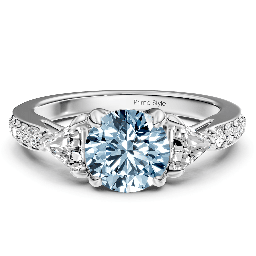 1.60-4.60 CT Round & Triangle Cut Fancy Blue Diamonds - Engagement Ring
