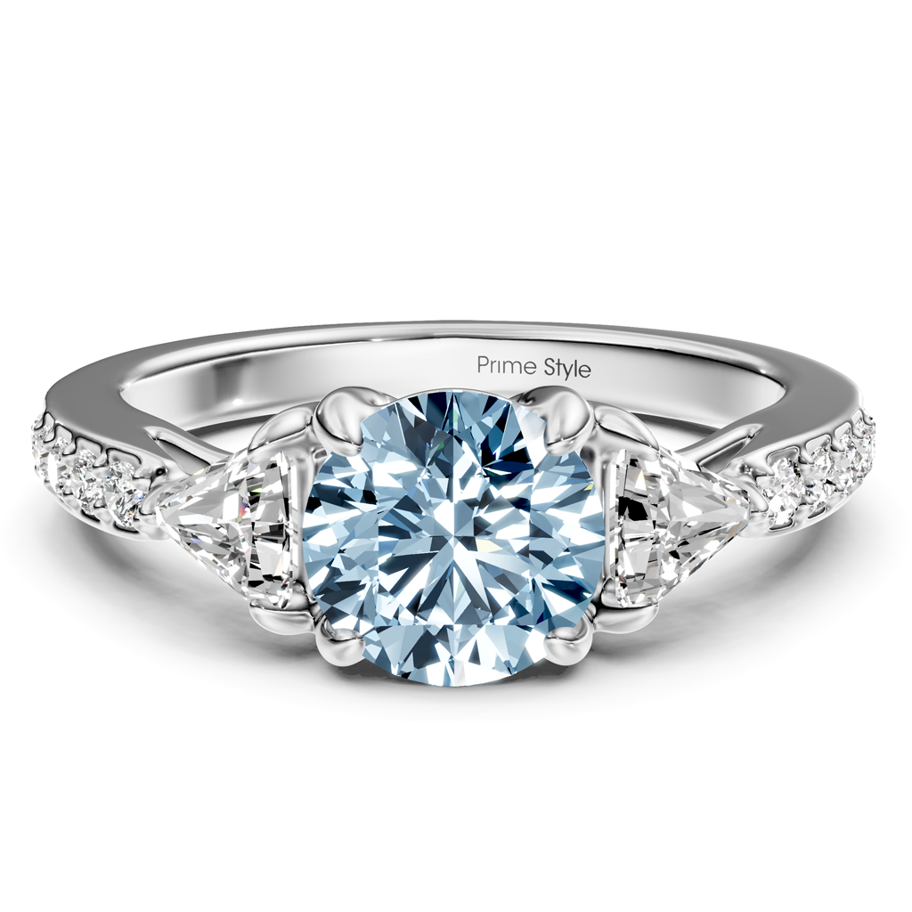 1.60-4.60 CT Round & Triangle Cut Fancy Blue Diamonds - Engagement Ring