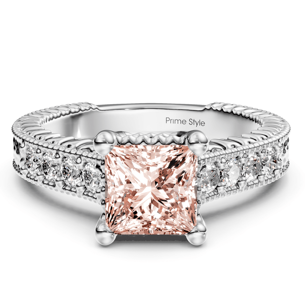 1.30-4.30 CT Princess & Round Cut Fancy Pink Diamonds - Engagement Ring