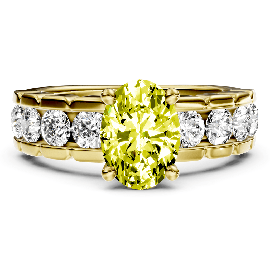2.05 - 5.05 CT Oval & Round Cut Fancy Yellow Diamonds - Engagement Ring - Primestyle.com