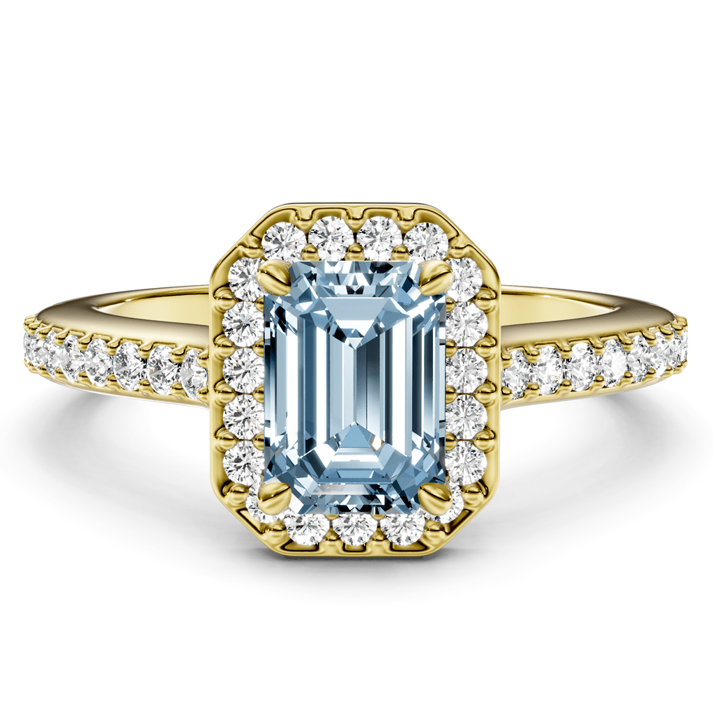 1.30 - 4.30 CT Emerald & Round Cut Fancy Blue Diamonds - Engagement Ring - Primestyle.com