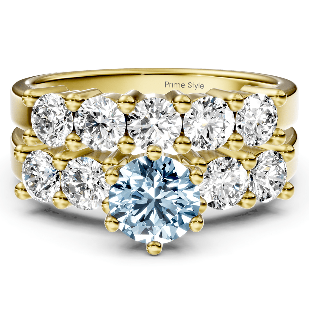2.40 - 5.40 CT Round Cut Fancy Blue Diamonds - Bridal Set - Primestyle.com