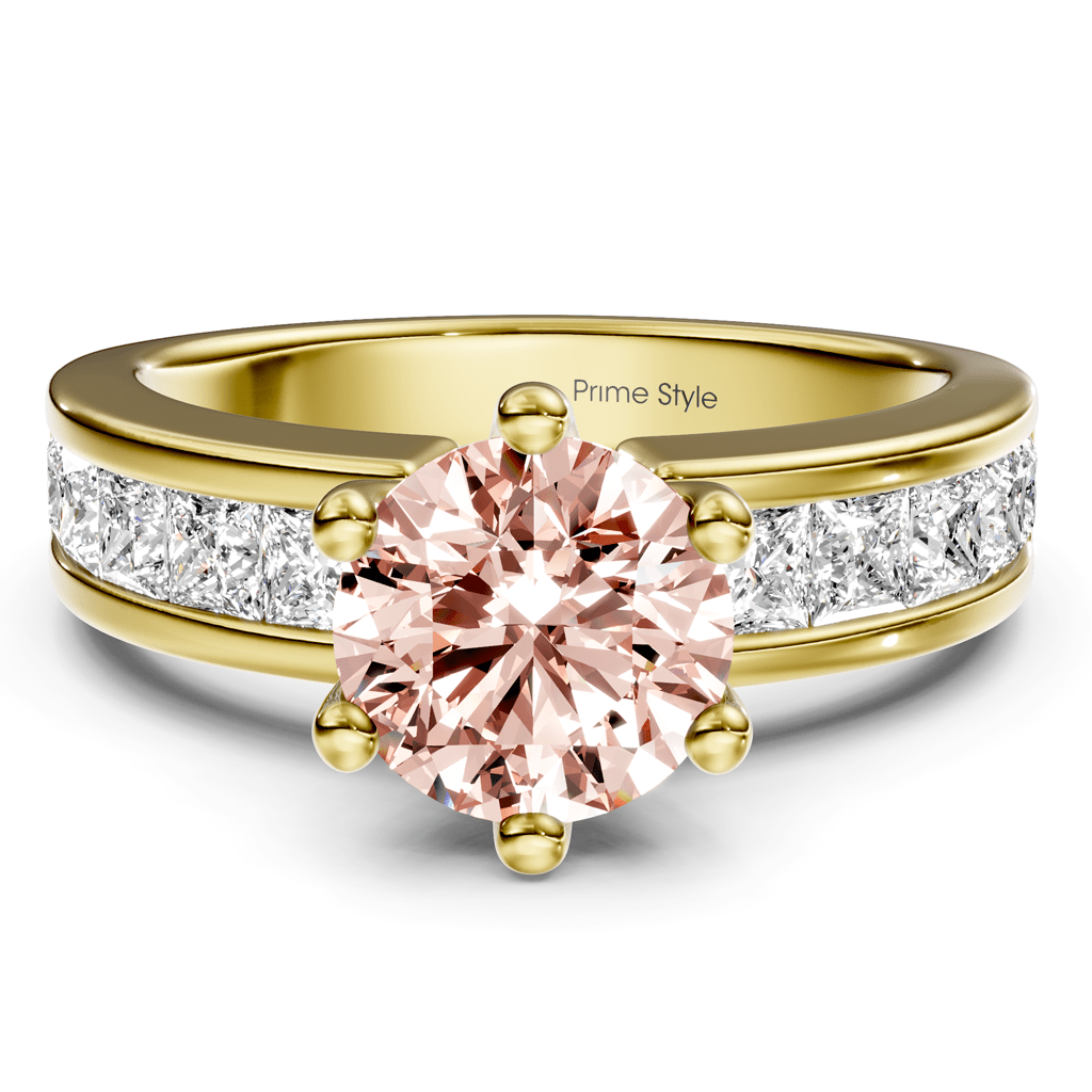 1.90 - 4.90 CT Princess & Round Cut Fancy Pink Diamonds - Engagement Ring - Primestyle.com