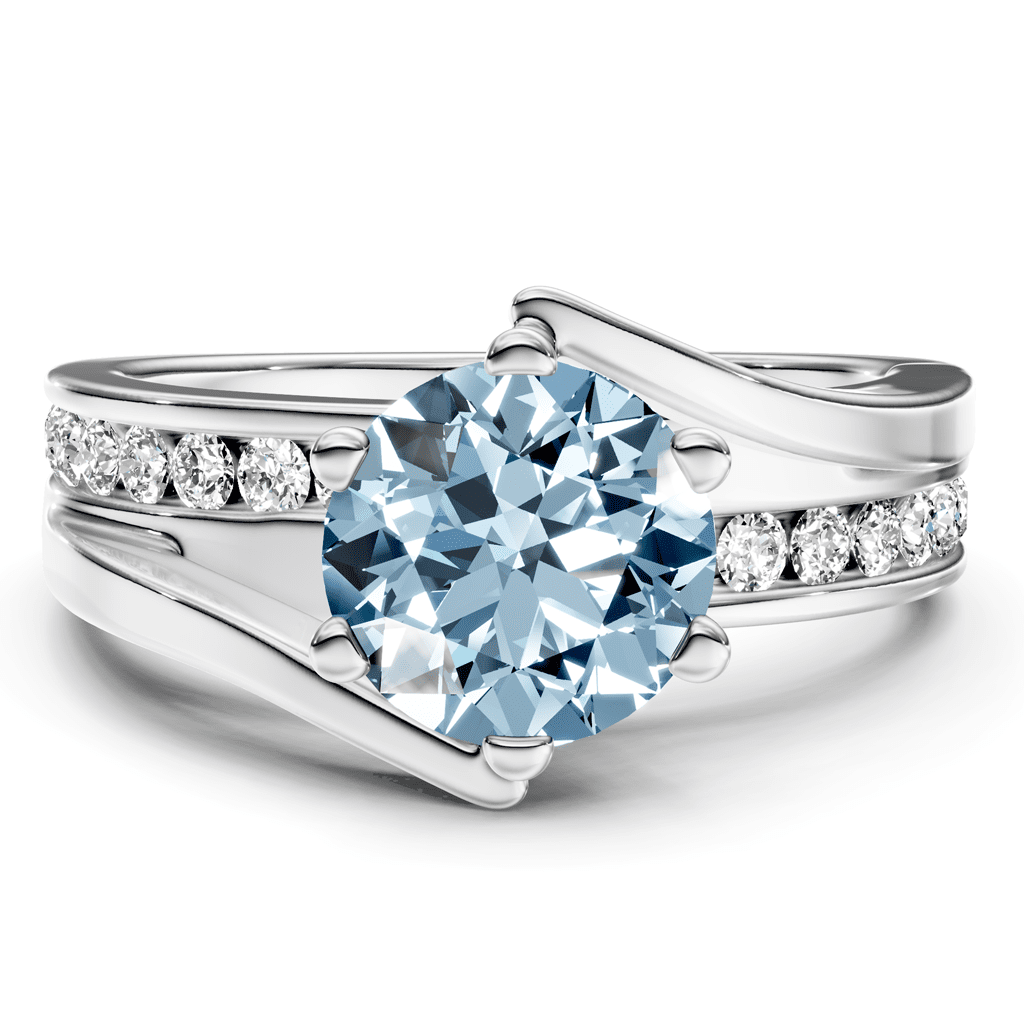 1.35-4.35 CT Round Cut Fancy Blue Diamonds - Engagement Ring