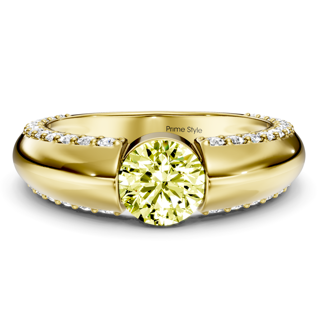 1.65-4.65 CT Round Cut Fancy Yellow Diamonds - Engagement Ring