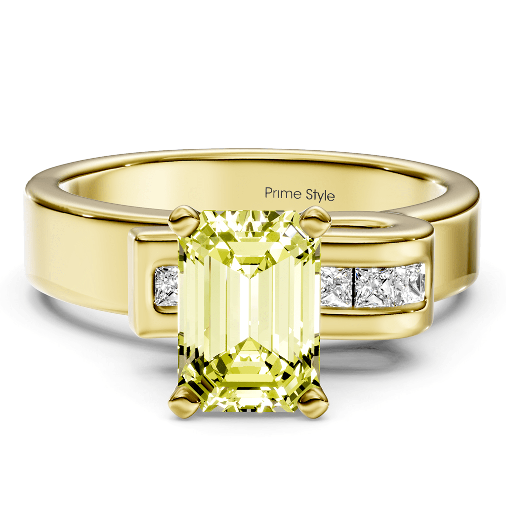 1.10-4.10 CT Emerald & Princess Cut Fancy Yellow Diamonds - Engagement Ring