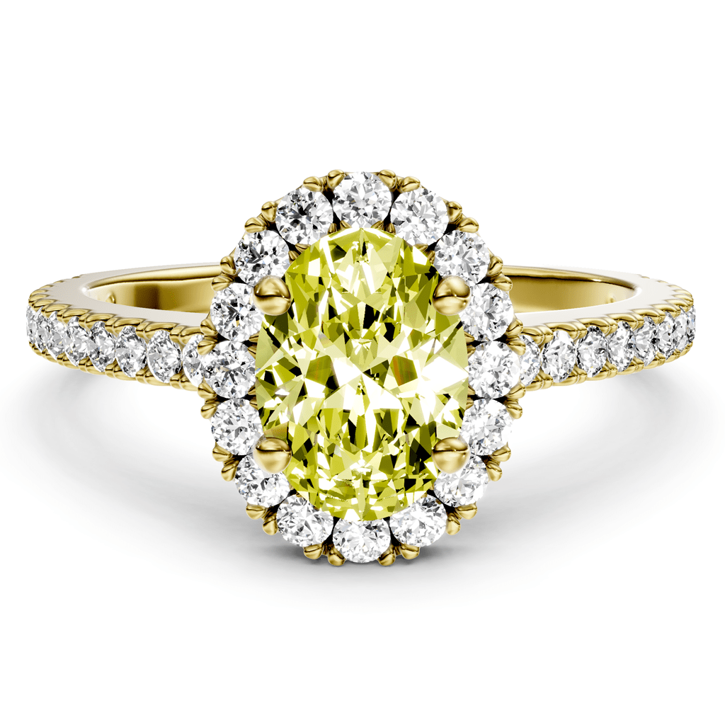 1.37-4.37 CT Oval & Round Cut Fancy Yellow Diamonds - Engagement Ring