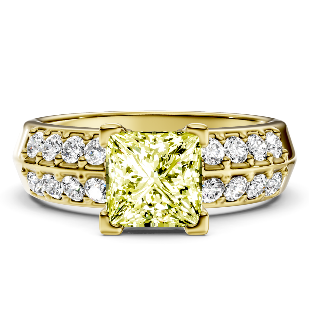 1.35-4.35 CT Round Cut Fancy Yellow Diamonds - Engagement Ring