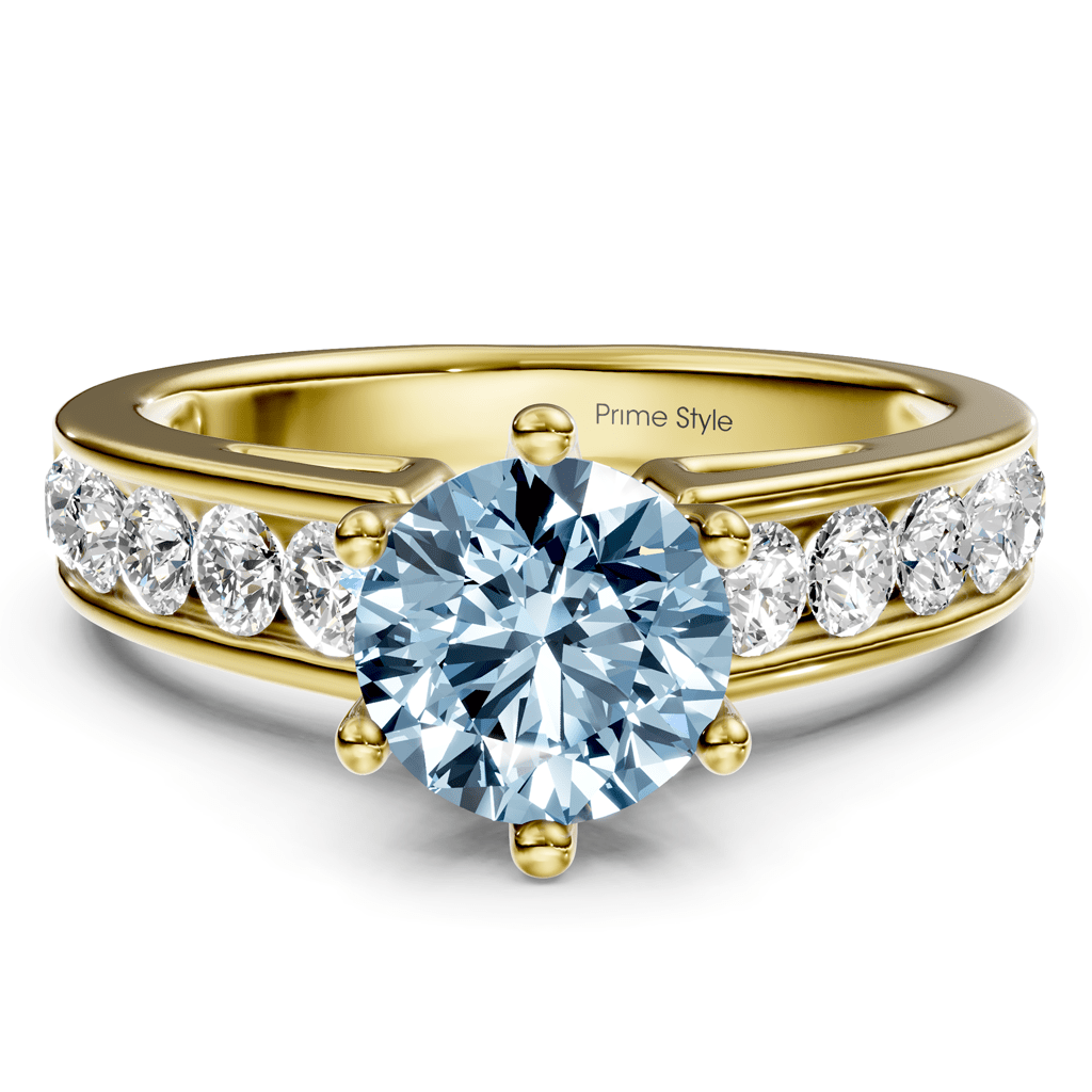 1.65 - 4.65 CT Round Cut Fancy Blue Diamonds - Engagement Ring - Primestyle.com