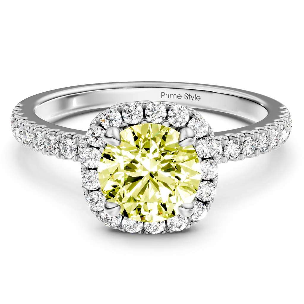 1.40-4.40 CT Round Cut Fancy Yellow Diamonds - Engagement Ring