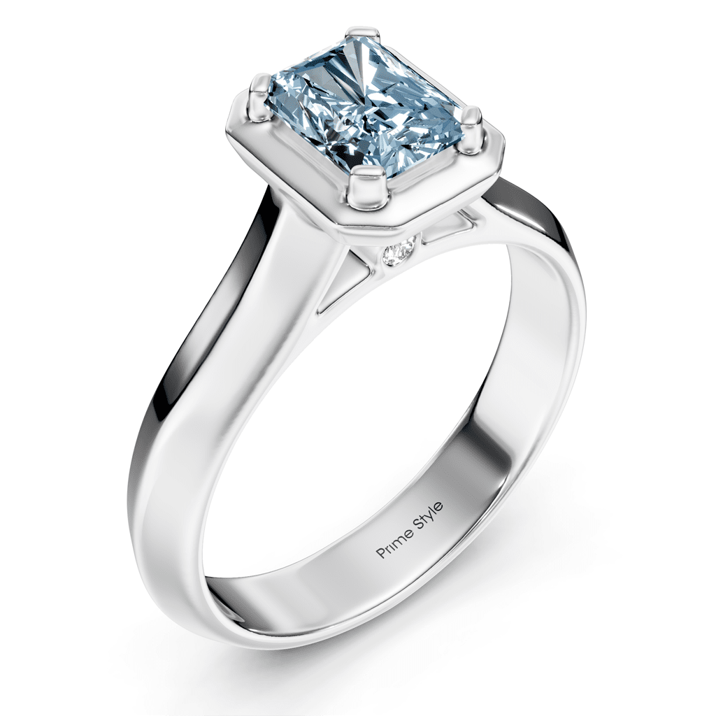 1.02 - 4.02 CT Radiant & Round Cut Fancy Blue Diamonds - Engagement Ring - Primestyle.com