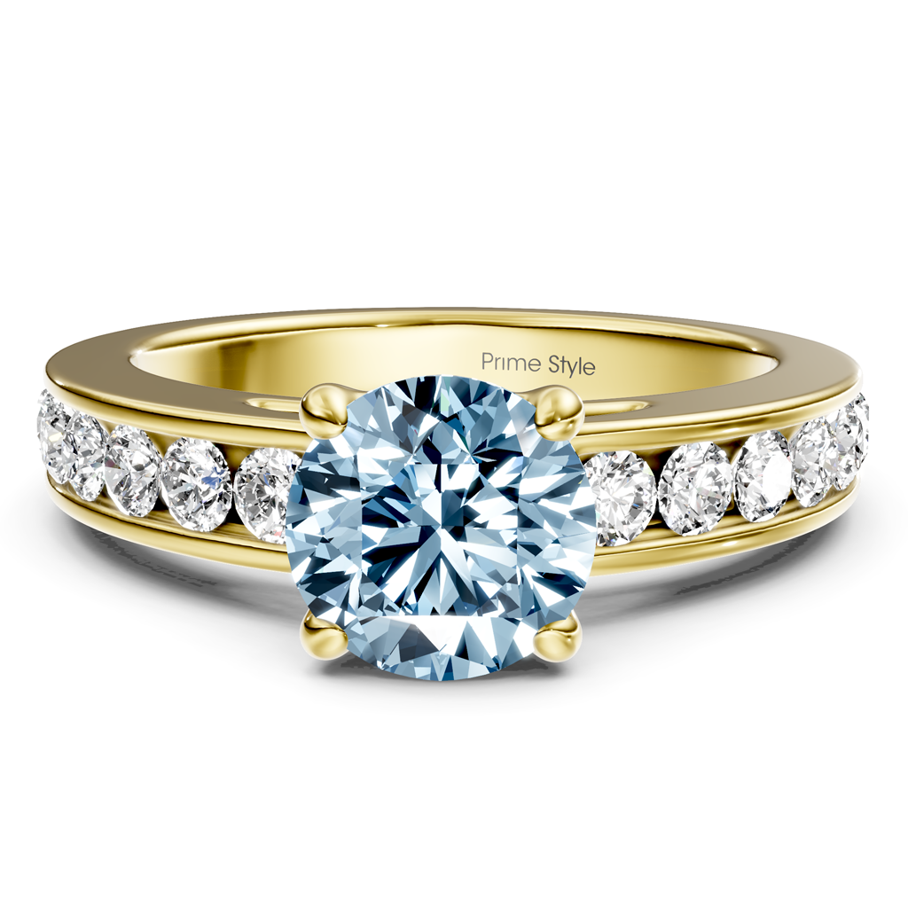 1.65-4.65 CT Round Cut Fancy Blue Diamonds - Engagement Ring