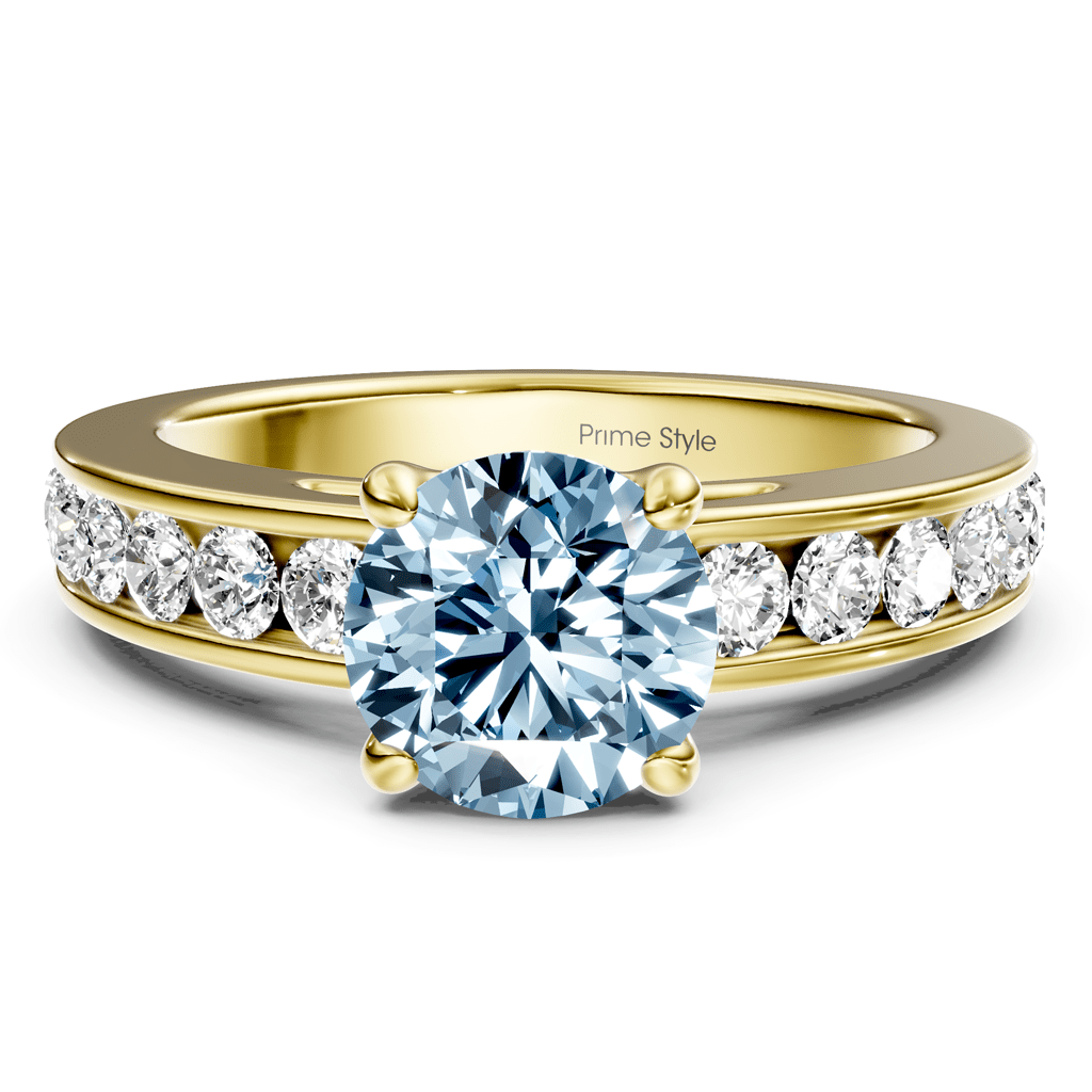 1.65-4.65 CT Round Cut Fancy Blue Diamonds - Engagement Ring