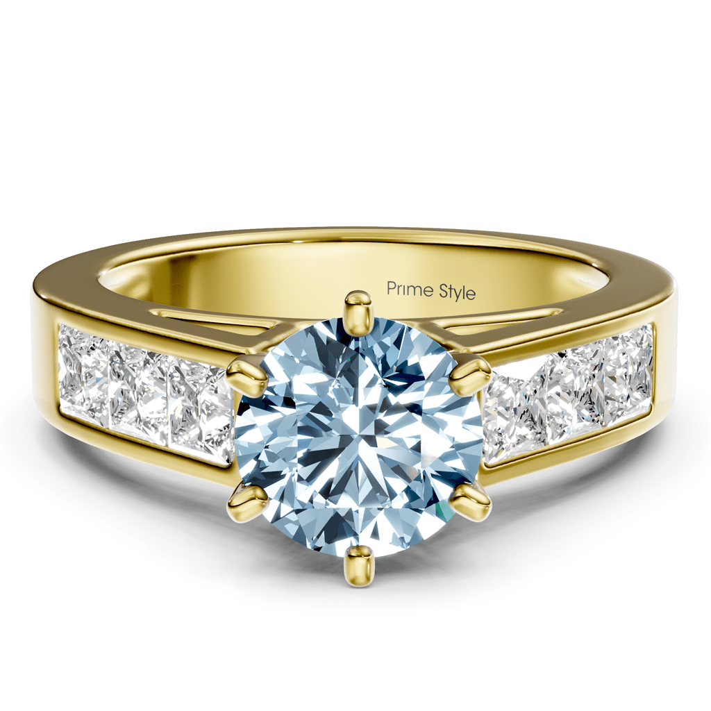 2.05 - 5.05 CT Princess & Round Cut Fancy Blue Diamonds - Engagement Ring - Primestyle.com