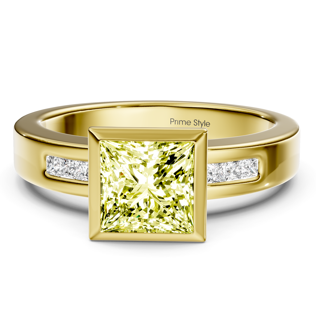 1.20-4.20 CT Princess Cut Fancy Yellow Diamonds - Engagement Ring