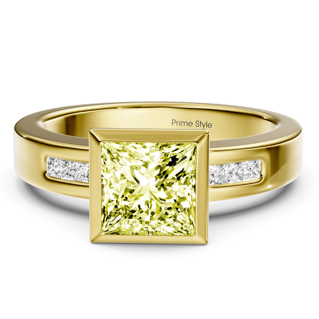 1.20 - 4.20 CT Princess Cut Fancy Yellow Diamonds - Engagement Ring - Primestyle.com