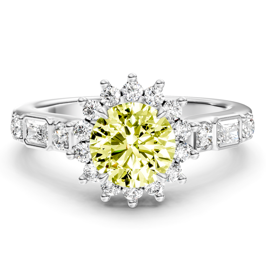 1.57-4.57 CT Radiant & Round Cut Fancy Yellow Diamonds - Engagement Ring