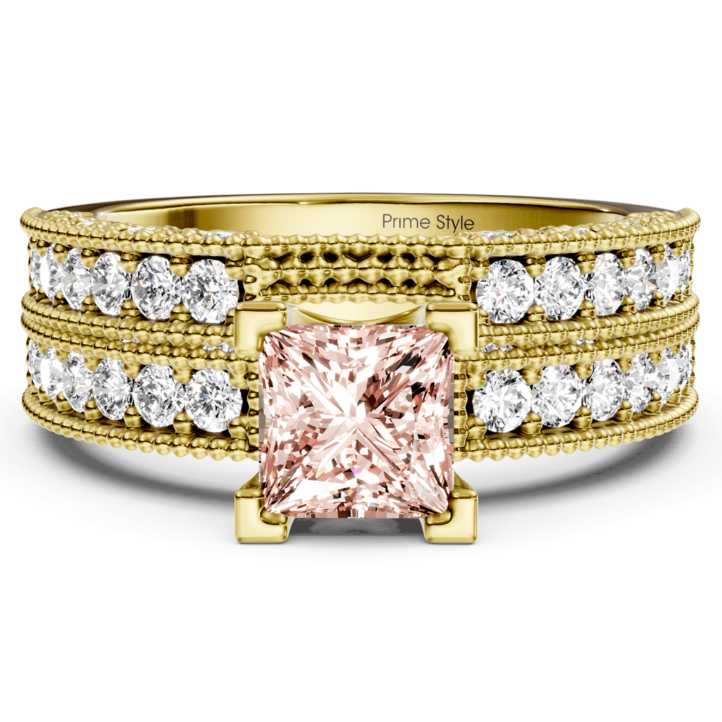 2.10-5.10 CT Princess & Round Cut Fancy Pink Diamonds - Bridal Set