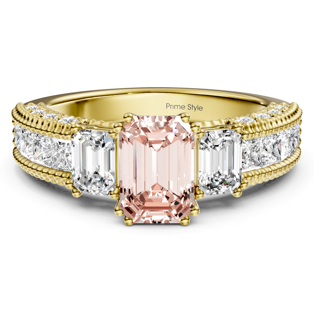 2.60-5.60 CT Emerald & Princess & Round Cut Fancy Pink Diamonds - Engagement Ring