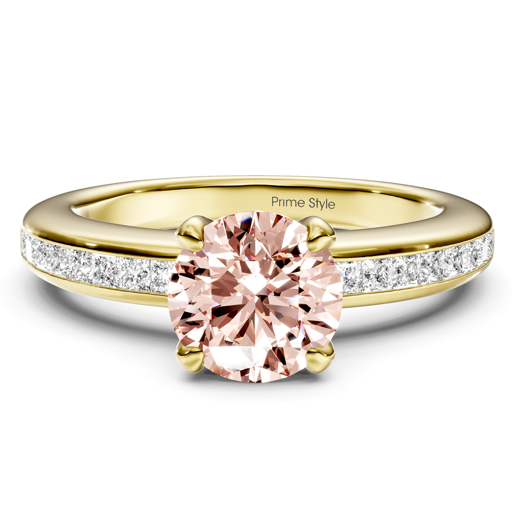 1.32-4.32 CT Princess & Round Cut Fancy Pink Diamonds - Engagement Ring