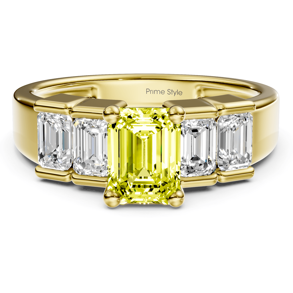 2.30 - 5.30 CT Emerald Cut Fancy Yellow Diamonds - Engagement Ring - Primestyle.com