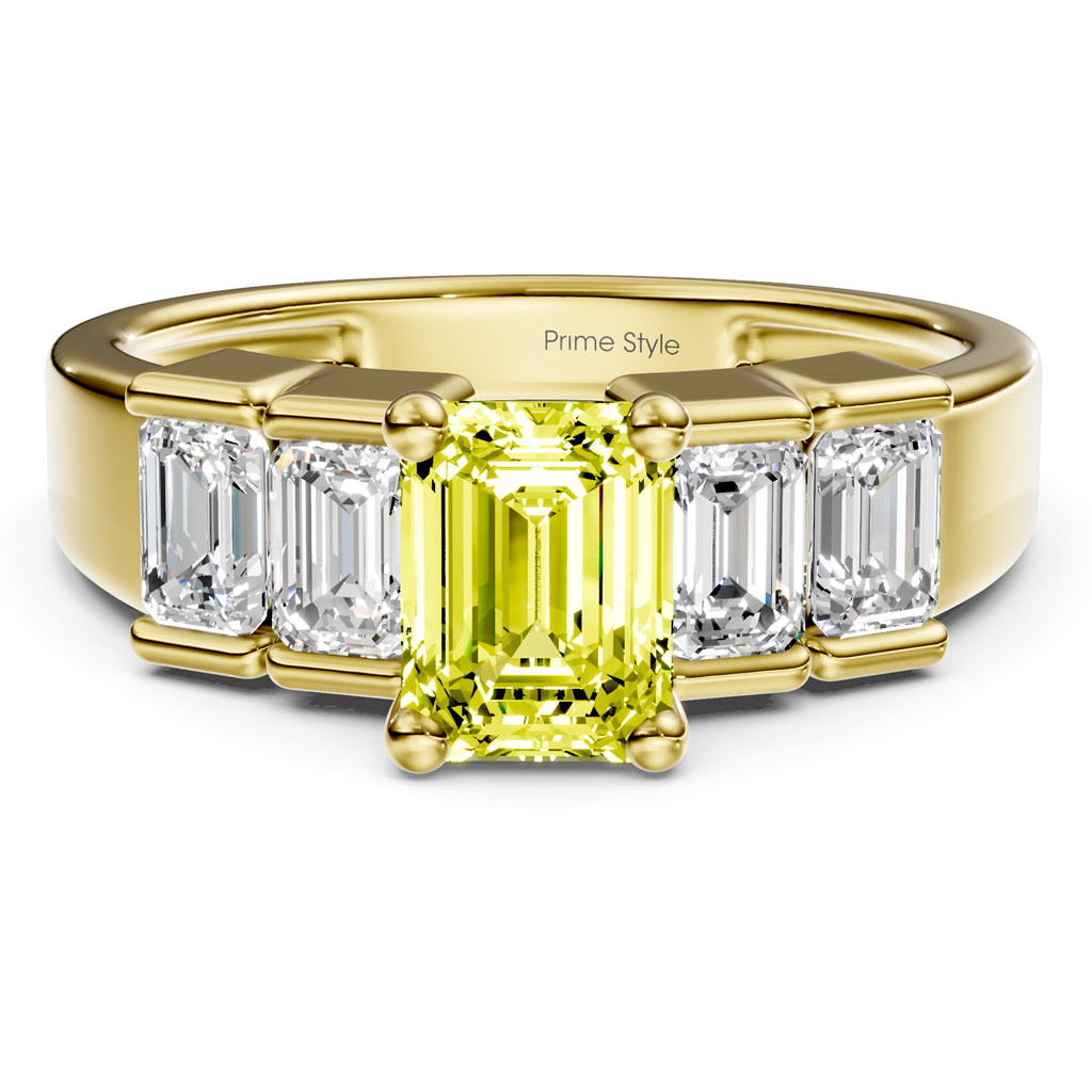 2.30-5.30 CT Emerald Cut Fancy Yellow Diamonds - Engagement Ring