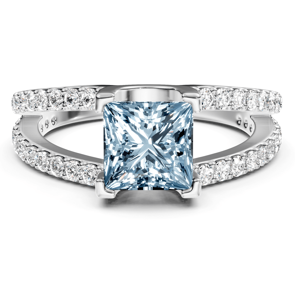 1.50 - 4.50 CT Princess & Round Cut Fancy Blue Diamonds - Engagement Ring - Primestyle.com