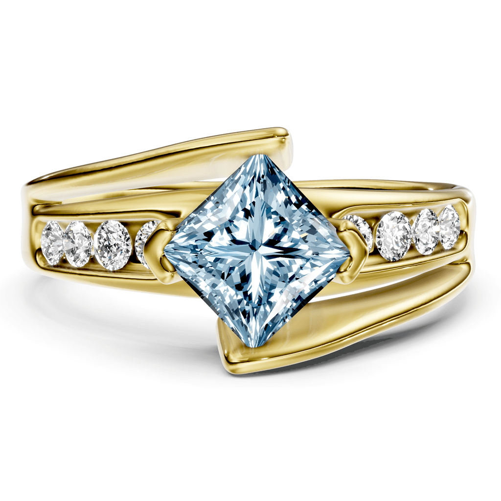 1.25 - 4.25 CT Princess & Round Cut Fancy Blue Diamonds - Engagement Ring - Primestyle.com