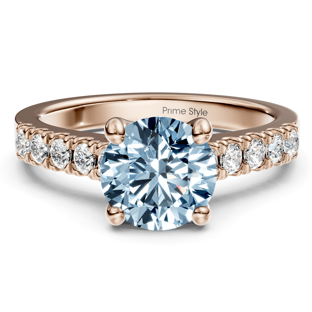 1.25 - 4.25 CT Round Cut Fancy Blue Diamonds - Engagement Ring - Primestyle.com