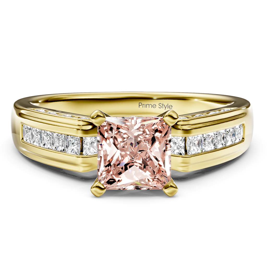 1.45-4.45 CT Princess & Round Cut Fancy Pink Diamonds - Engagement Ring