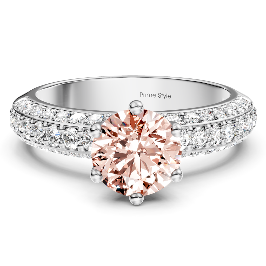 1.60-4.60 CT Round Cut Fancy Pink Diamonds - Engagement Ring
