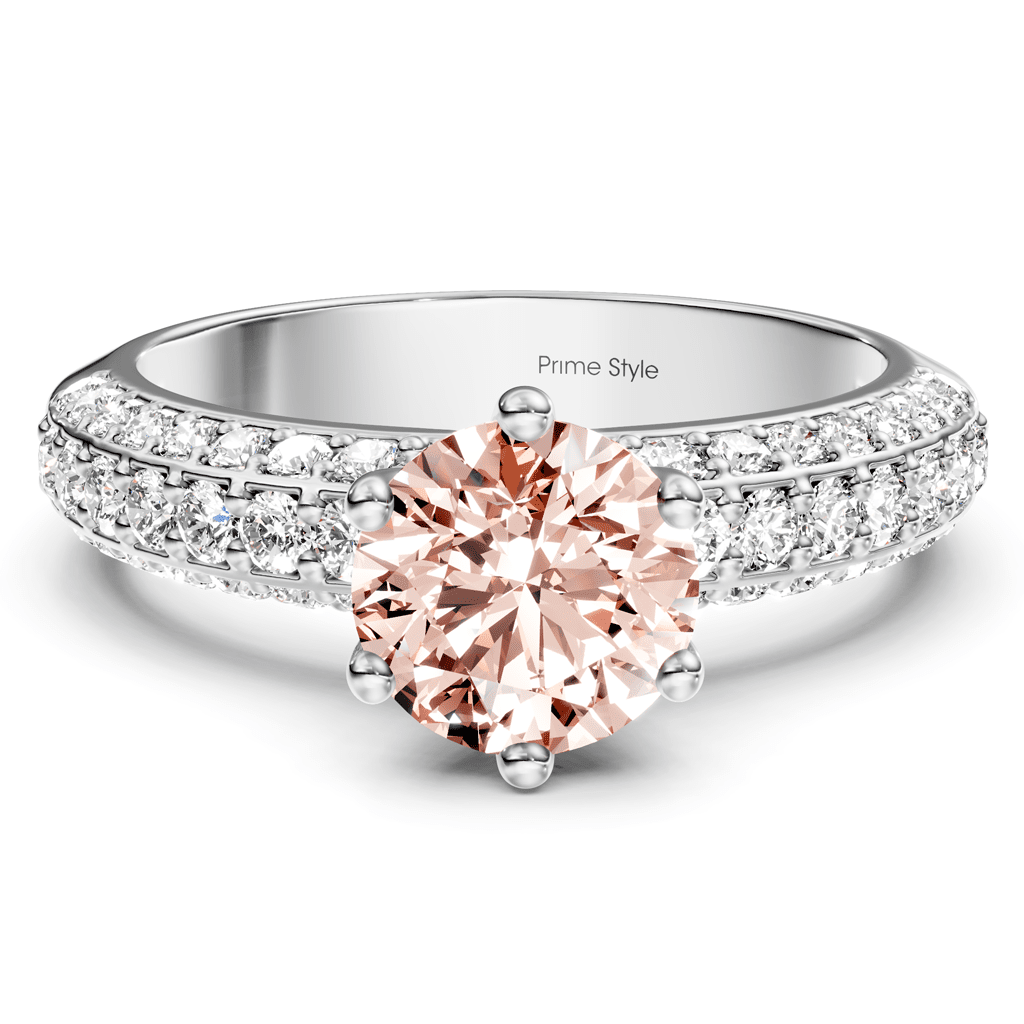 1.60 - 4.60 CT Round Cut Fancy Pink Diamonds - Engagement Ring - Primestyle.com