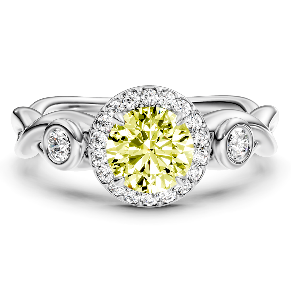 1.27-4.27 CT Round Cut Fancy Yellow Diamonds - Engagement Ring