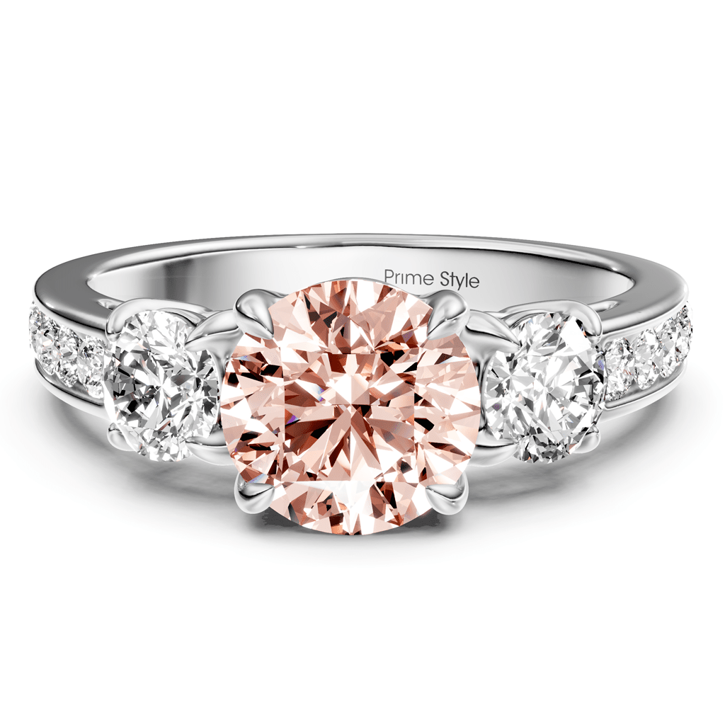 1.75 - 4.75 CT Round Cut Fancy Pink Diamonds - Engagement Ring - Primestyle.com