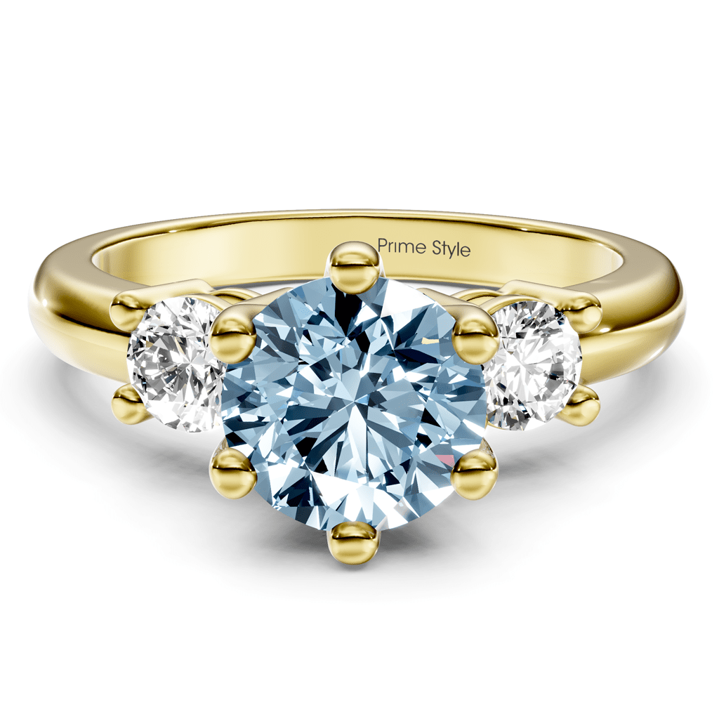 1.40-4.40 CT Round Cut Fancy Blue Diamonds - Engagement Ring