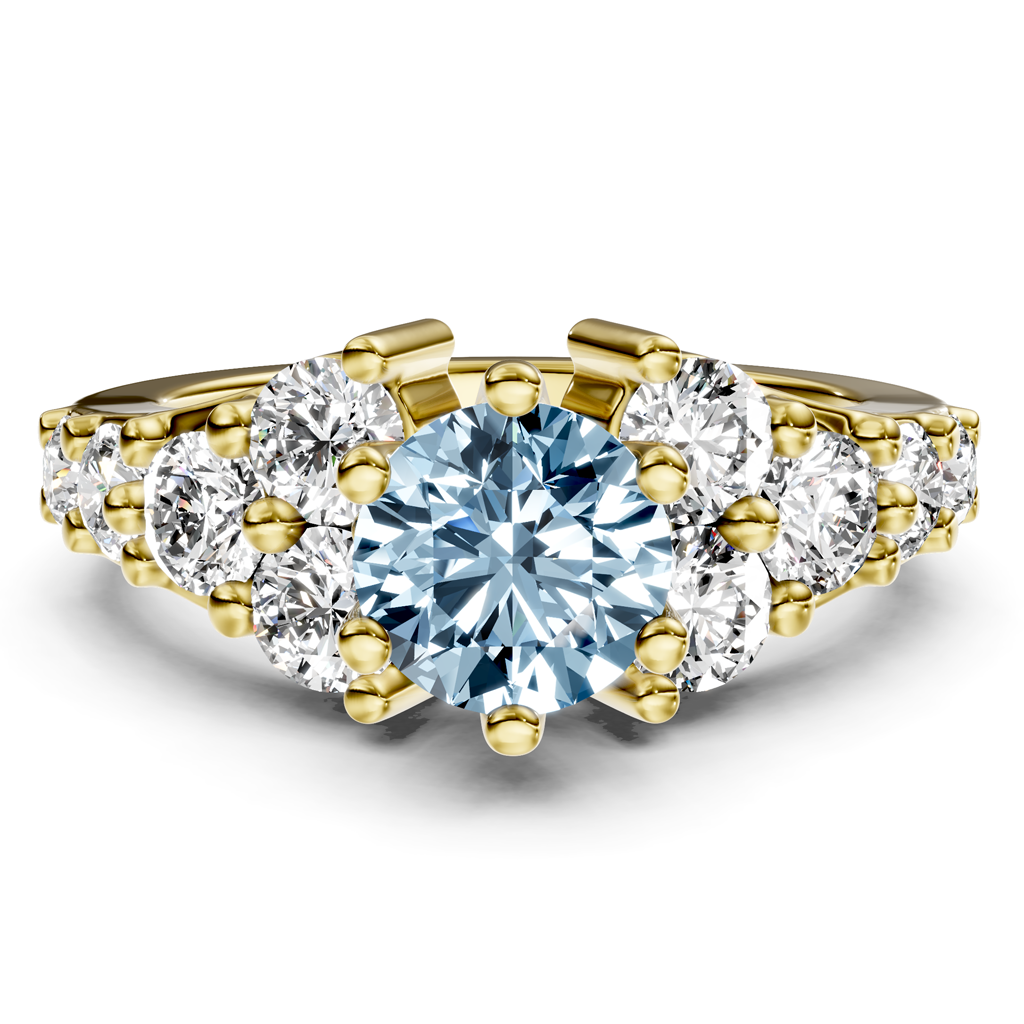 2.40-5.40 CT Round Cut Fancy Blue Diamonds - Engagement Ring