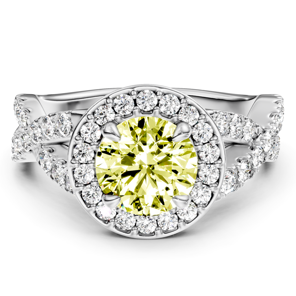 1.65-4.65 CT Round Cut Fancy Yellow Diamonds - Engagement Ring