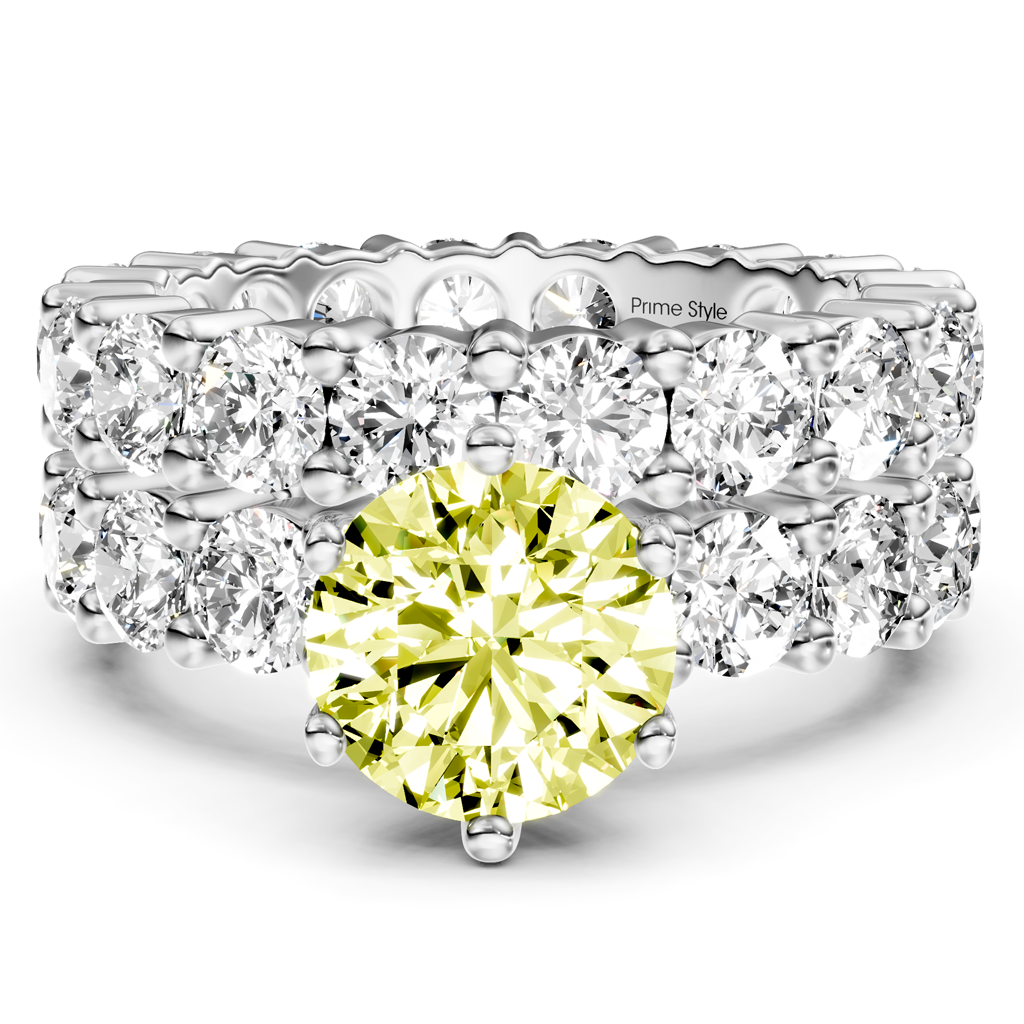6.30-9.30 CT Round Cut Fancy Yellow Diamonds - Bridal Set