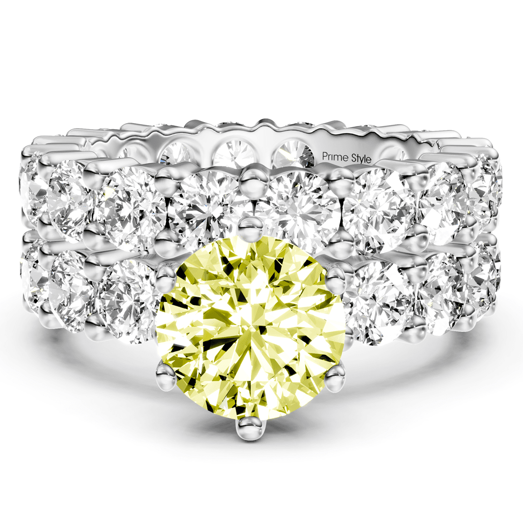 6.30 - 9.30 CT Round Cut Fancy Yellow Diamonds - Bridal Set - Primestyle.com